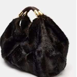 Luxurious Faux Fur Handbag - Black